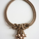 Beige Love Knot Necklace with matching Swarovski Pearls