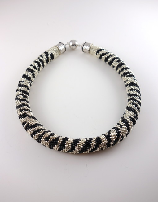 Hand Crochet Zebra Necklace