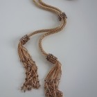 Rose Gold Crochet Tassel Lariat With Adjustable Connecting Slider