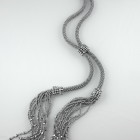 Silver Crochet Tassel Lariat With Adjustable Connecting Slider