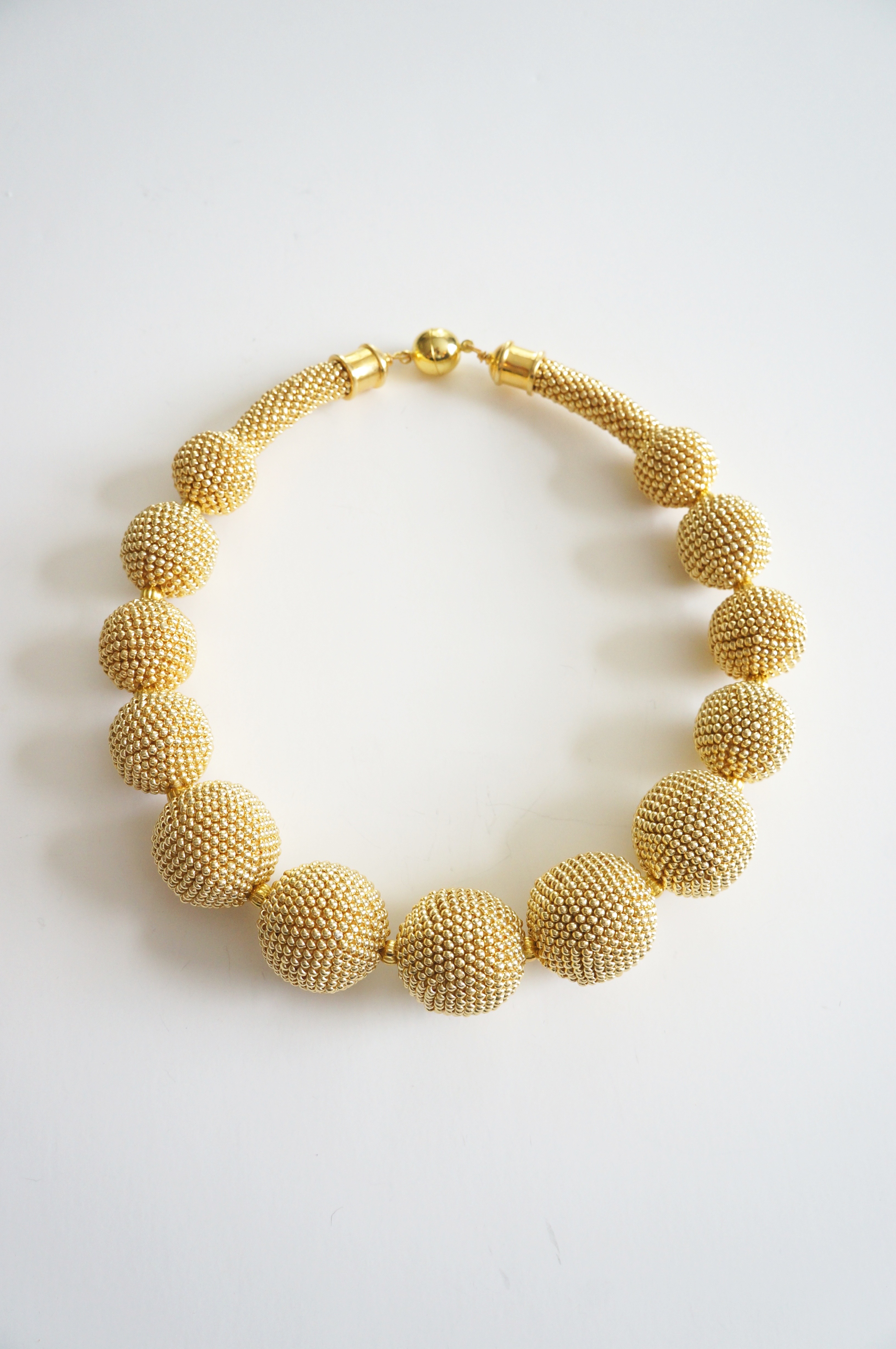 Gold Graduated Beaded Ball Necklace - Designedbynatasha